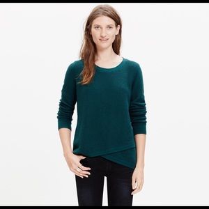 Madewell teal green sweater with cross front small